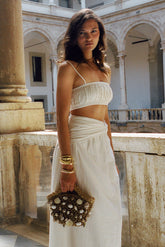 Scottie Shirred Linen Bandeau - Oat Marle